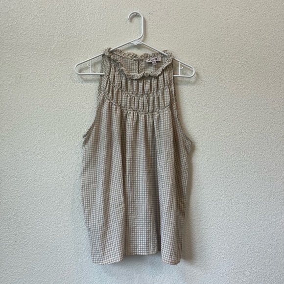 Nanette Lepore Tan Sleeveless Smocked Blouse - Picture 1 of 4
